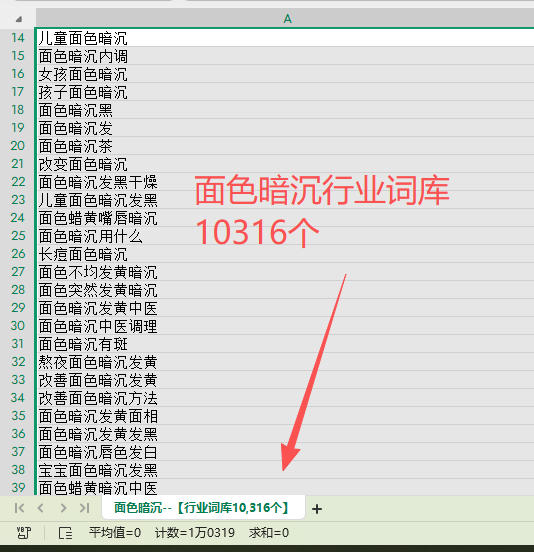 面色暗沉行业词库